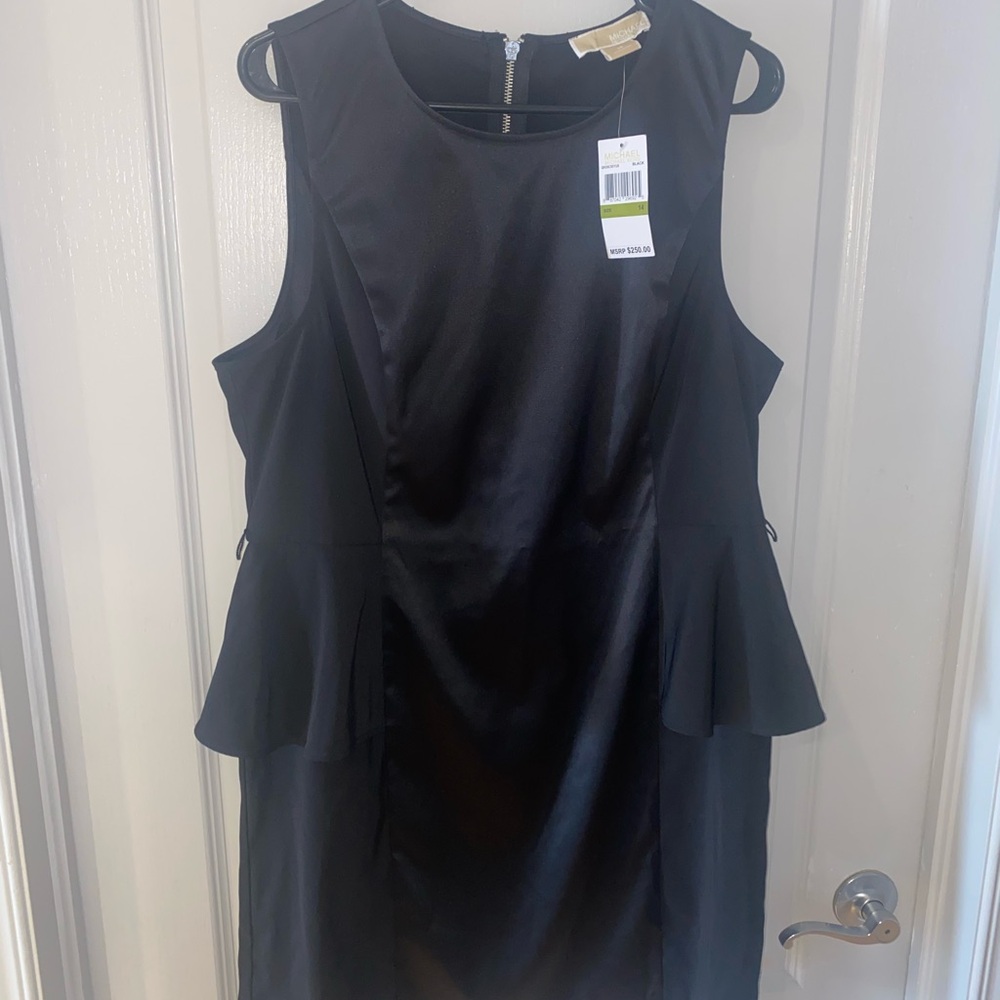 Michael Kors Black Sleeveless Peplum Cocktail Dress